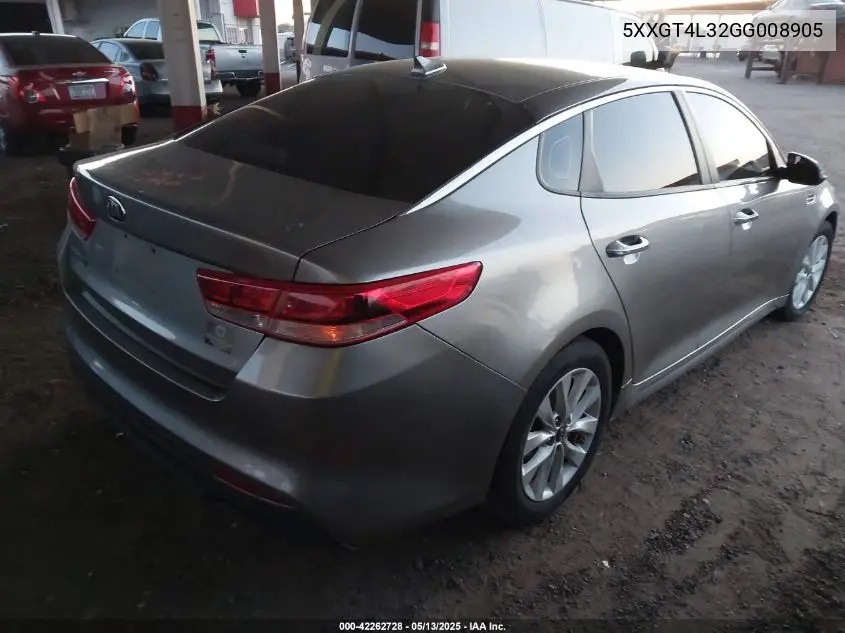 2016 Kia Optima Lx VIN: 5XXGT4L32GG008905 Lot: 42262728