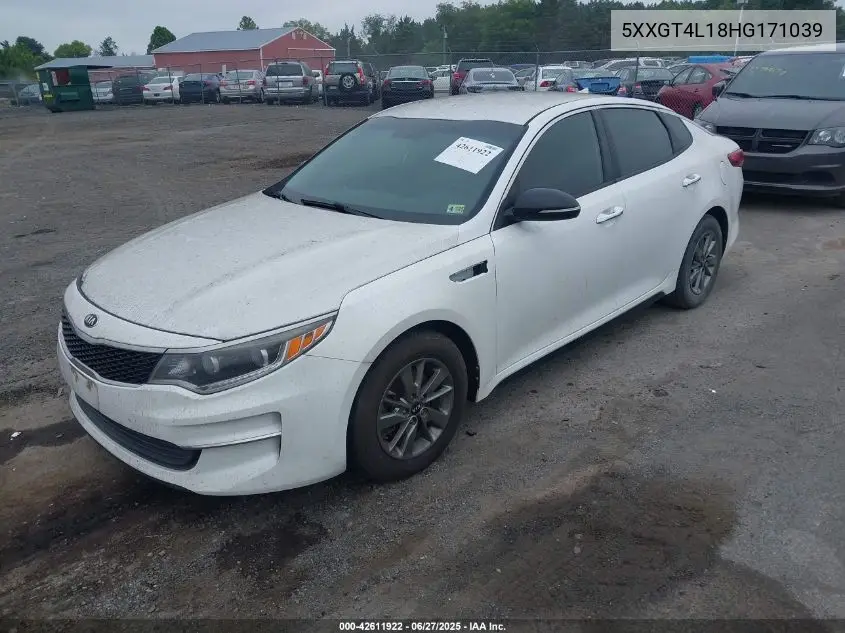 2017 Kia Optima Lx Turbo VIN: 5XXGT4L18HG171039 Lot: 42611922