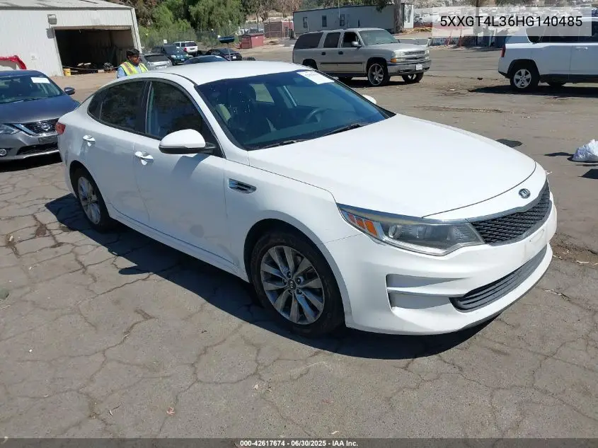 2017 Kia Optima Lx VIN: 5XXGT4L36HG140485 Lot: 42617674