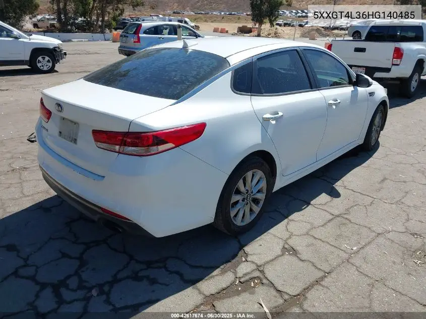 2017 Kia Optima Lx VIN: 5XXGT4L36HG140485 Lot: 42617674