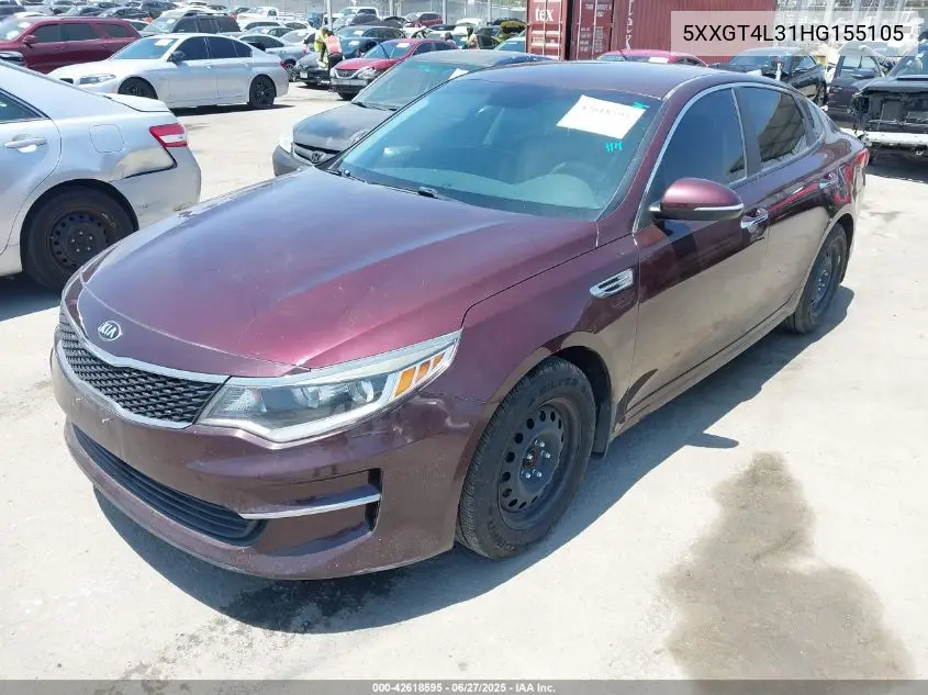 2017 Kia Optima Lx VIN: 5XXGT4L31HG155105 Lot: 42618595