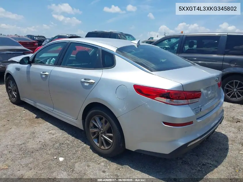 2019 Kia Optima Lx VIN: 5XXGT4L3XKG345802 Lot: 42609317