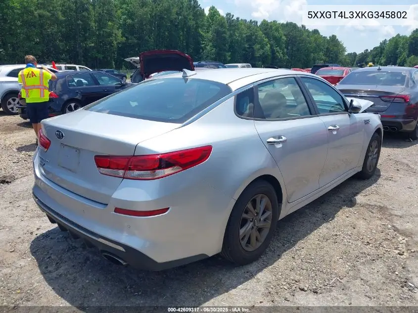 2019 Kia Optima Lx VIN: 5XXGT4L3XKG345802 Lot: 42609317