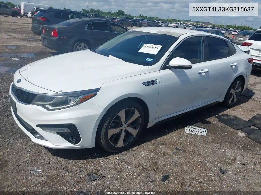 2019 Kia Optima S VIN: 5XXGT4L33KG315637 Lot: 42625184