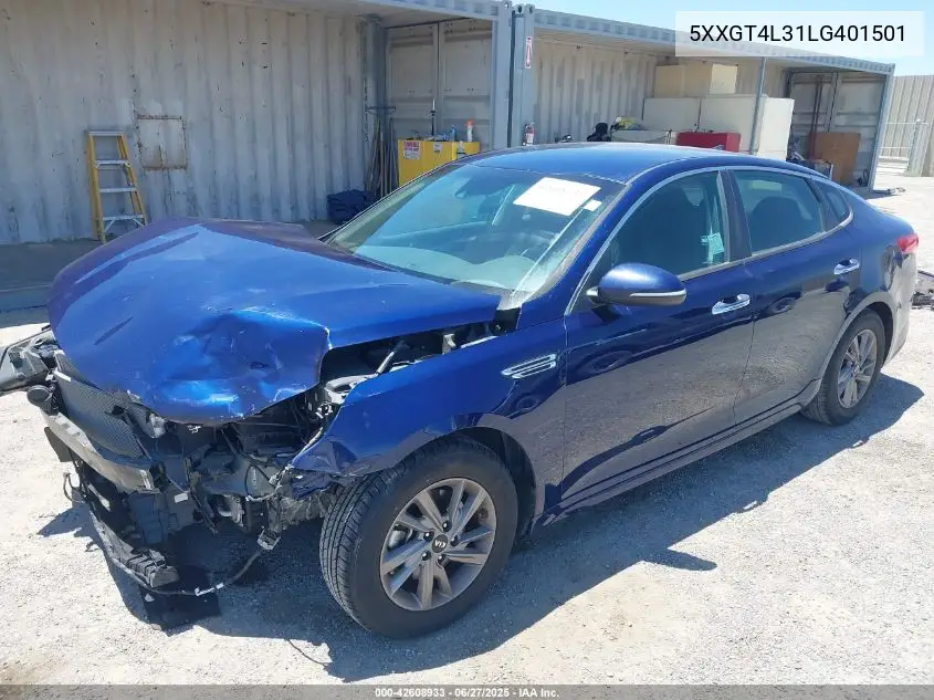 2020 Kia Optima Lx VIN: 5XXGT4L31LG401501 Lot: 42608933