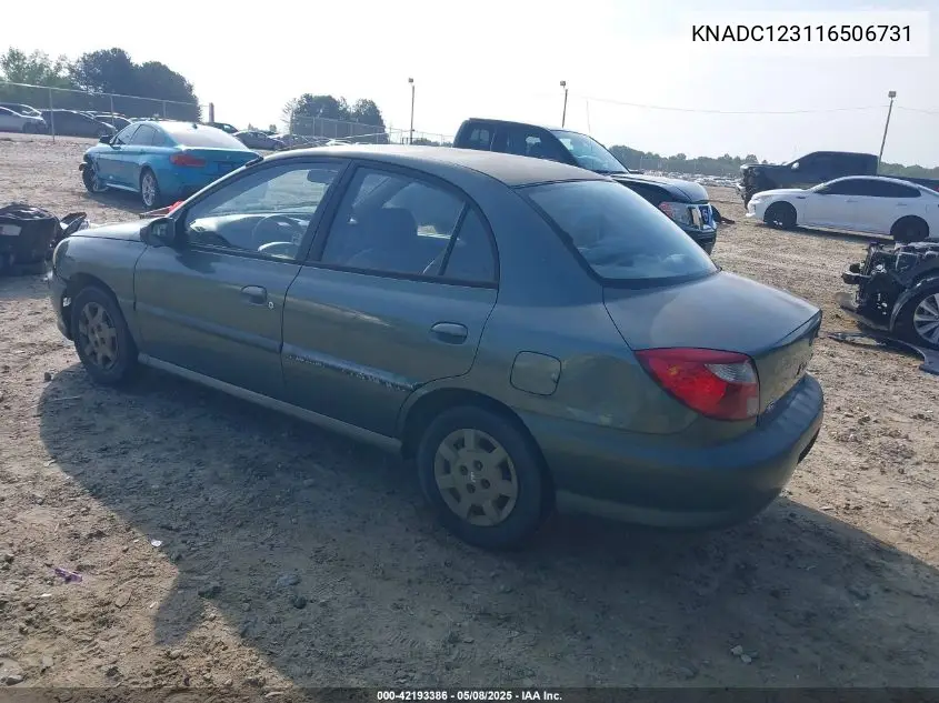 2001 Kia Rio VIN: KNADC123116506731 Lot: 42193386