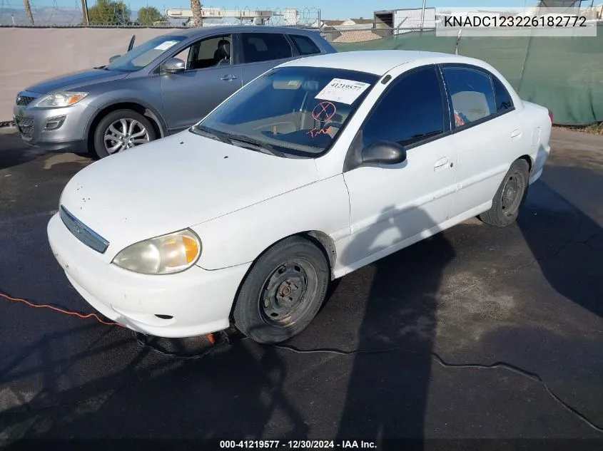 2002 Kia Rio VIN: KNADC123226182772 Lot: 41219577
