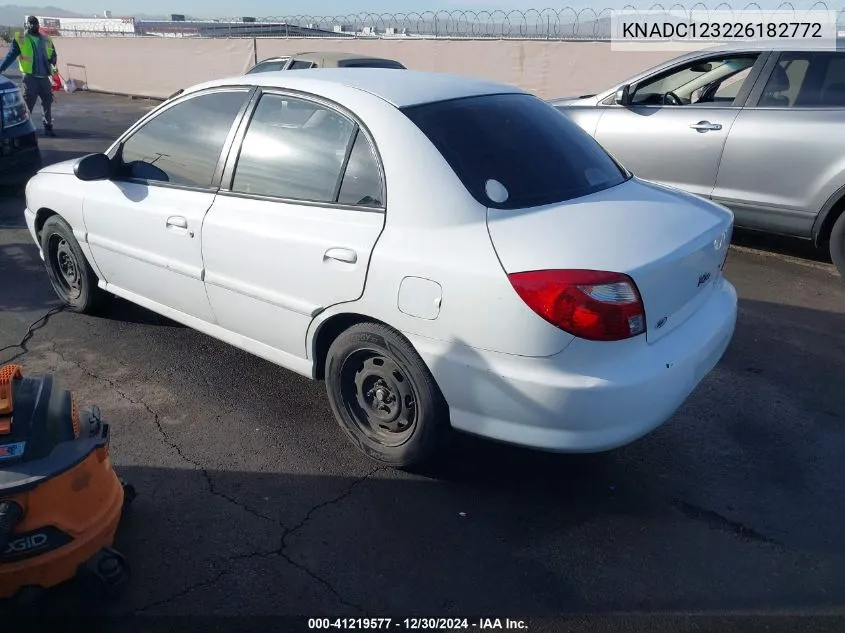 2002 Kia Rio VIN: KNADC123226182772 Lot: 41219577