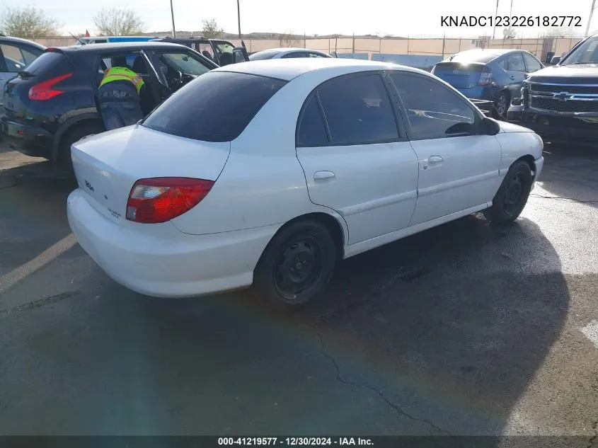 2002 Kia Rio VIN: KNADC123226182772 Lot: 41219577