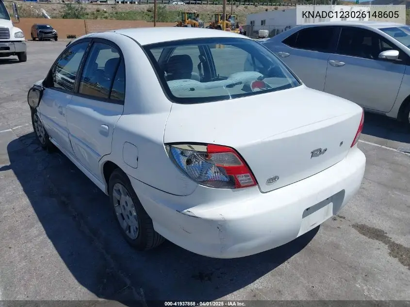 2002 Kia Rio VIN: KNADC123026148605 Lot: 41937858