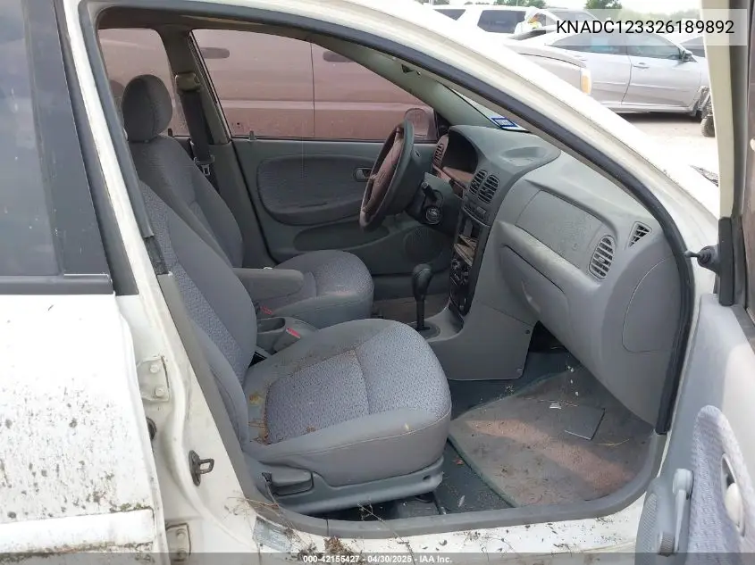 2002 Kia Rio VIN: KNADC123326189892 Lot: 42155427