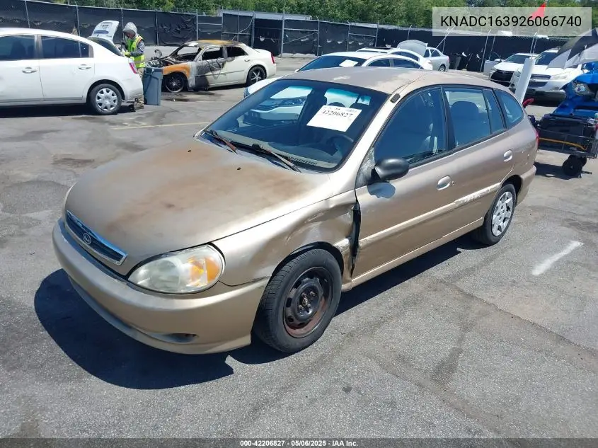 2002 Kia Rio Cinco VIN: KNADC163926066740 Lot: 42206827