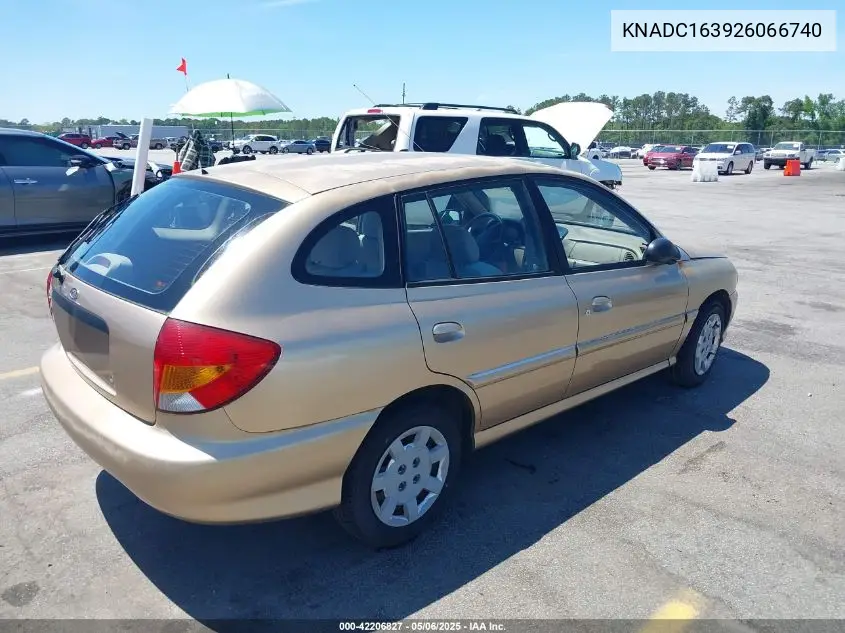 2002 Kia Rio Cinco VIN: KNADC163926066740 Lot: 42206827
