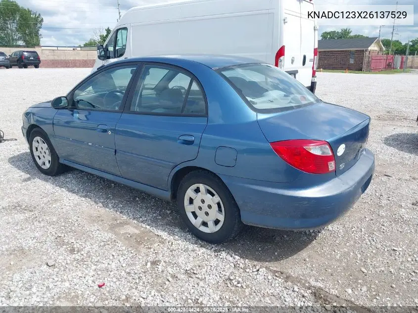 2002 Kia Rio VIN: KNADC123X26137529 Lot: 42514424