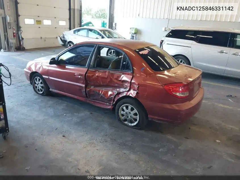 2004 Kia Rio VIN: KNADC125846331142 Lot: 41982947