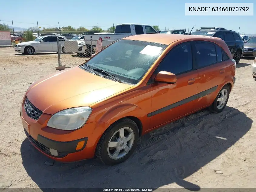 2006 Kia Rio5 Sx VIN: KNADE163466070792 Lot: 42169149