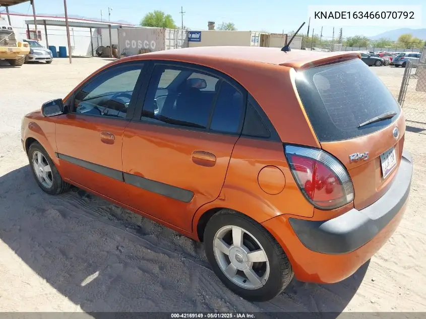 2006 Kia Rio5 Sx VIN: KNADE163466070792 Lot: 42169149