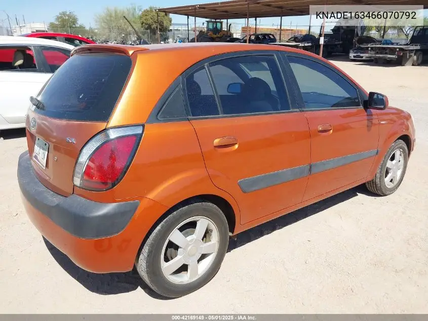 2006 Kia Rio5 Sx VIN: KNADE163466070792 Lot: 42169149