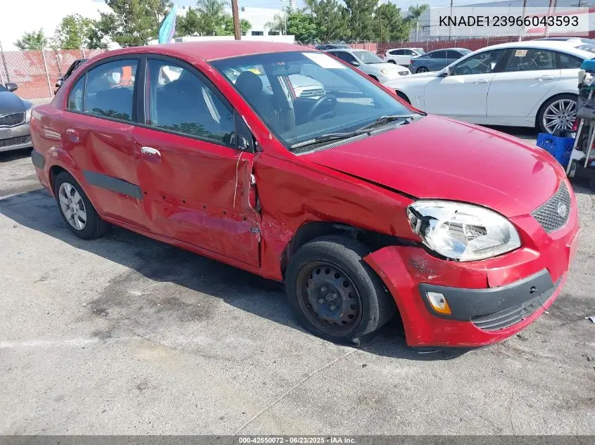 2006 Kia Rio Lx VIN: KNADE123966043593 Lot: 42550072