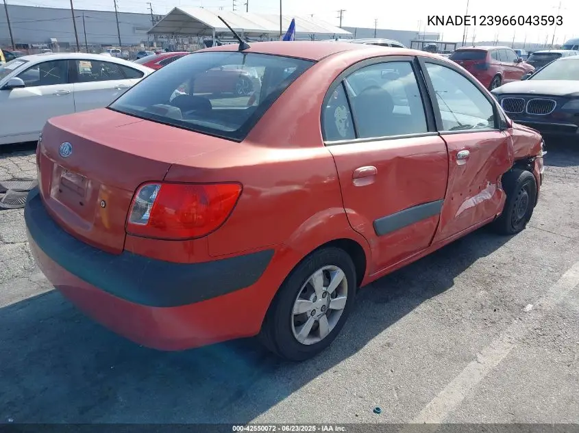 2006 Kia Rio Lx VIN: KNADE123966043593 Lot: 42550072