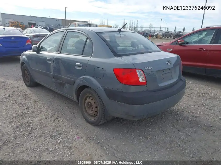 2007 Kia Rio Lx/Sx VIN: KNADE123376246092 Lot: 12309800