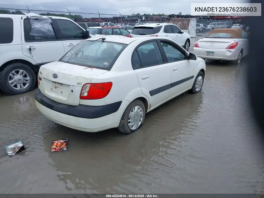2007 Kia Rio Lx VIN: KNADE123676238603 Lot: 42224014