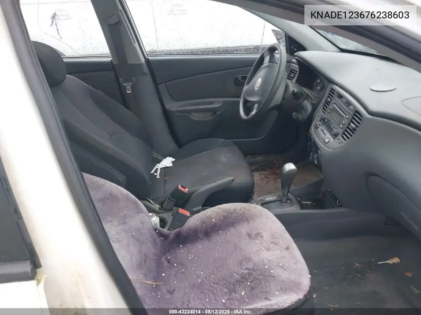 2007 Kia Rio Lx VIN: KNADE123676238603 Lot: 42224014
