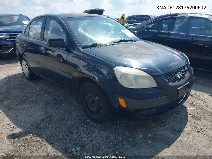 2007 Kia Rio Lx VIN: KNADE123176200602 Lot: 42481167