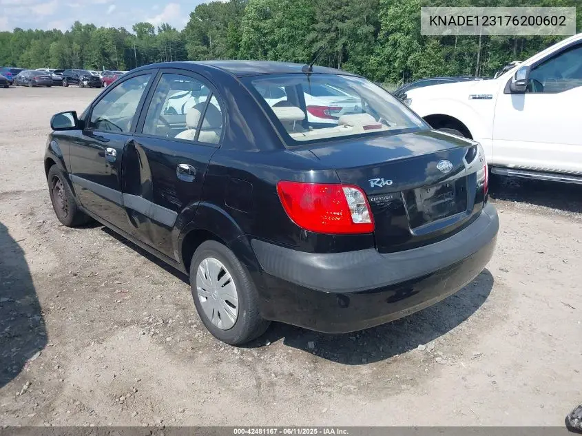 2007 Kia Rio Lx VIN: KNADE123176200602 Lot: 42481167