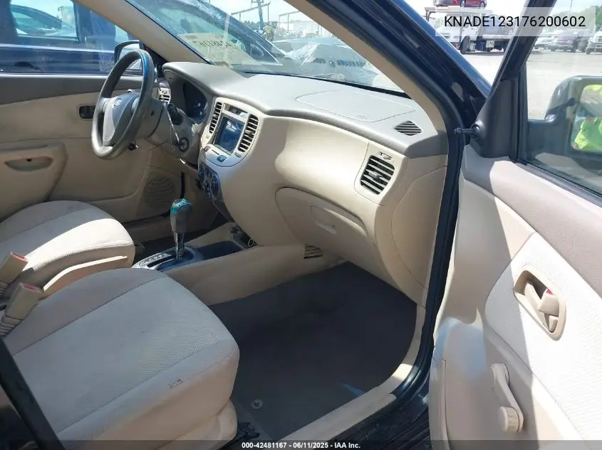2007 Kia Rio Lx VIN: KNADE123176200602 Lot: 42481167