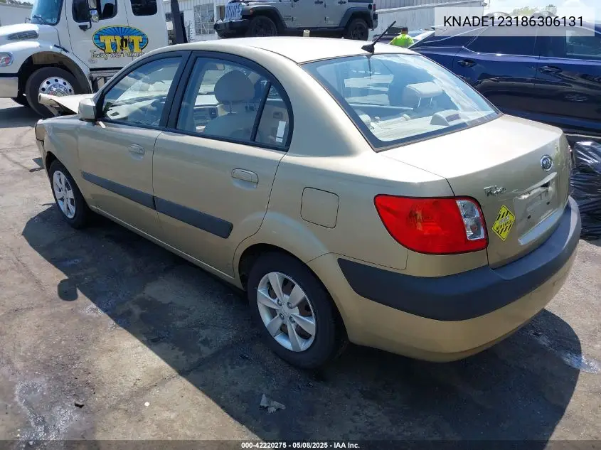 2008 Kia Rio Lx VIN: KNADE123186306131 Lot: 42220275