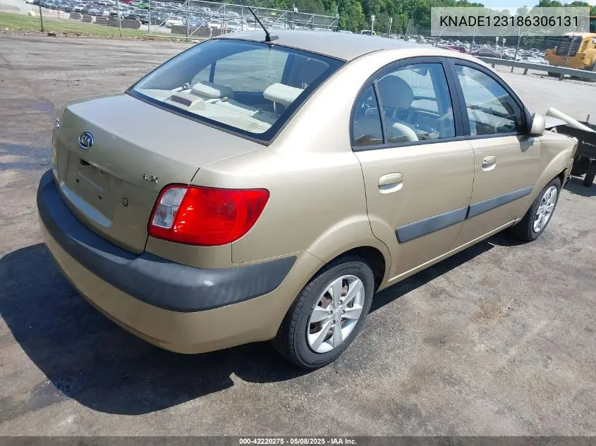 2008 Kia Rio Lx VIN: KNADE123186306131 Lot: 42220275