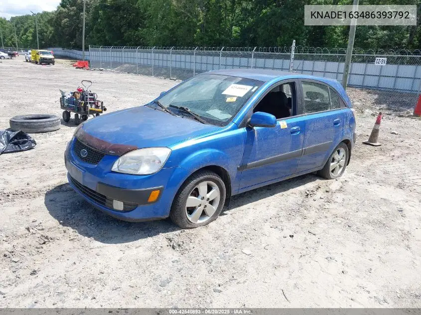 2008 Kia Rio5 Sx VIN: KNADE163486393792 Lot: 42540893