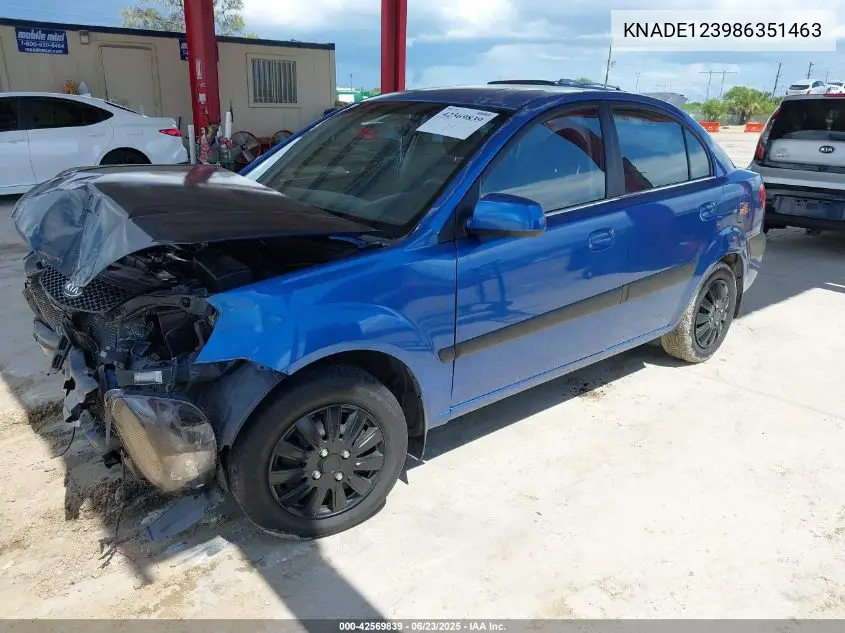 2008 Kia Rio Lx VIN: KNADE123986351463 Lot: 42569839