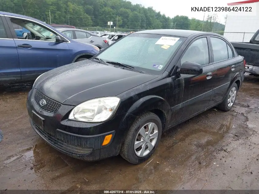 2008 Kia Rio Lx VIN: KNADE123986424122 Lot: 42577218