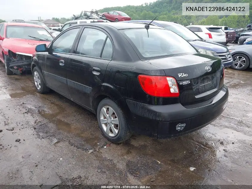 2008 Kia Rio Lx VIN: KNADE123986424122 Lot: 42577218