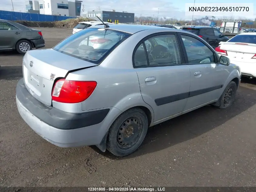 2009 Kia Rio Lx/Sx VIN: KNADE223496510770 Lot: 12301805