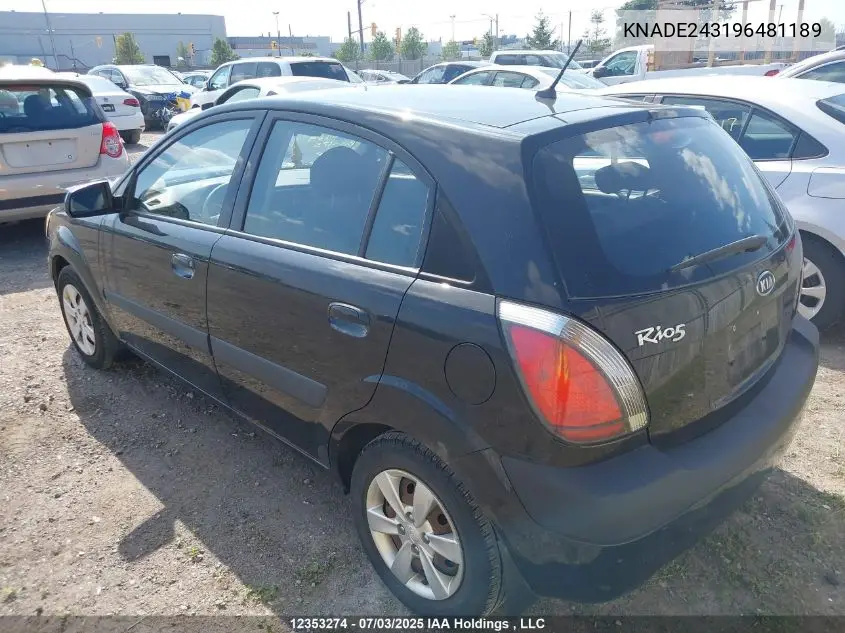 2009 Kia Rio5 Ex/Ex-Convenience/Ex-Sport VIN: KNADE243196481189 Lot: 12353274