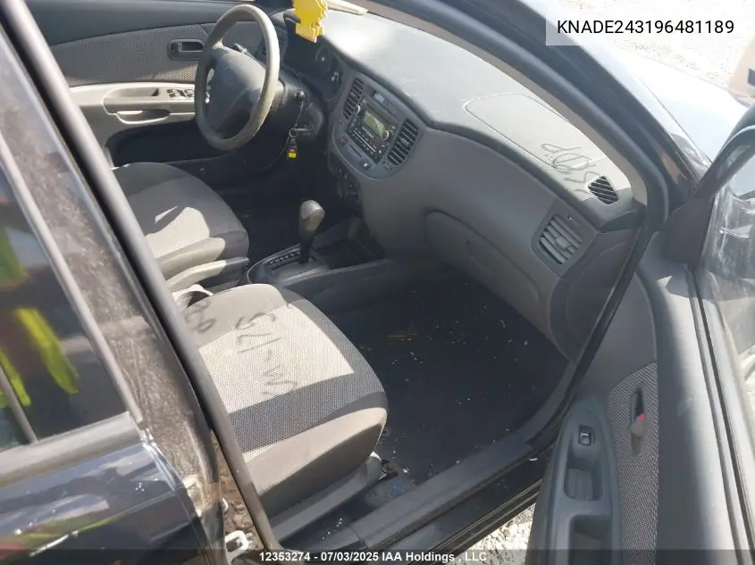 2009 Kia Rio5 Ex/Ex-Convenience/Ex-Sport VIN: KNADE243196481189 Lot: 12353274