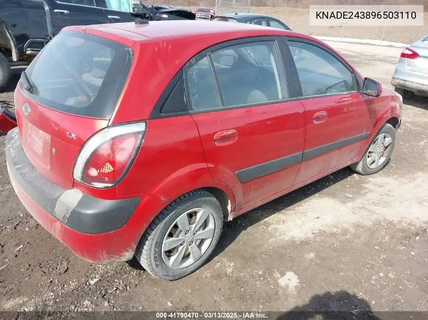 2009 Kia Rio5 Lx VIN: KNADE243896503110 Lot: 41790470