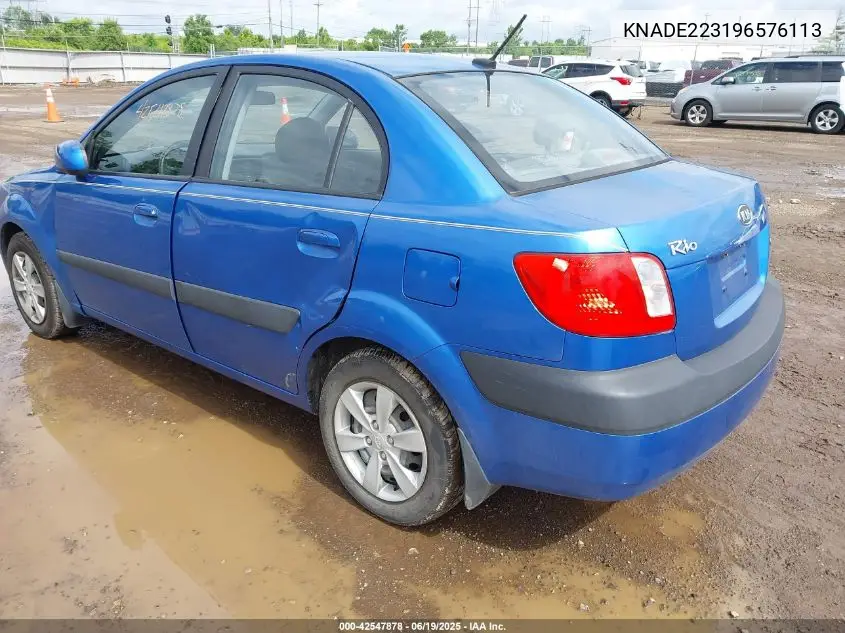 2009 Kia Rio Lx VIN: KNADE223196576113 Lot: 42547878
