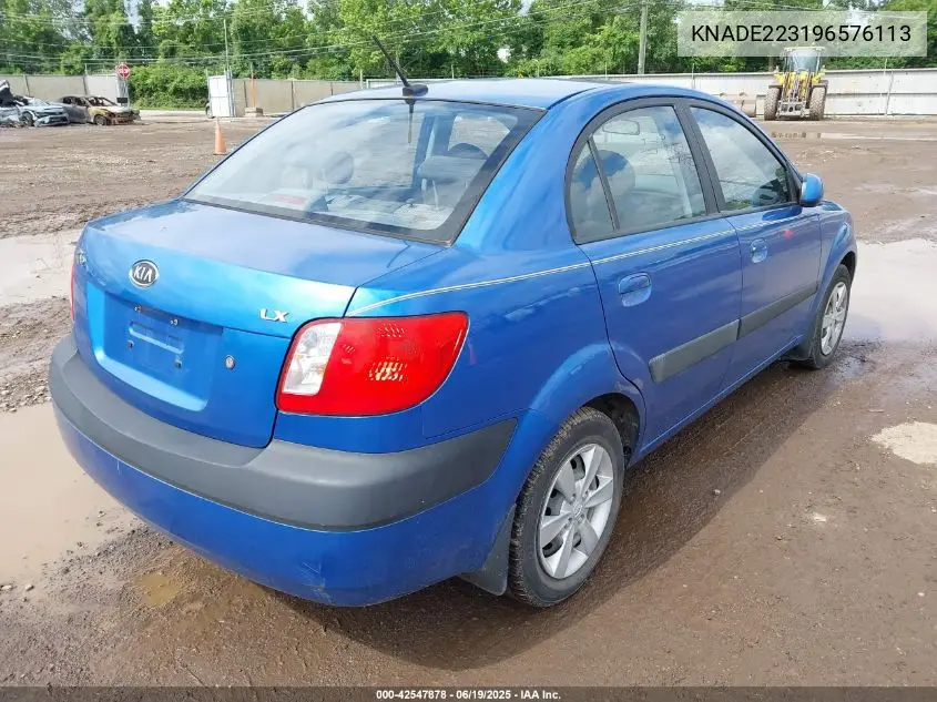 2009 Kia Rio Lx VIN: KNADE223196576113 Lot: 42547878