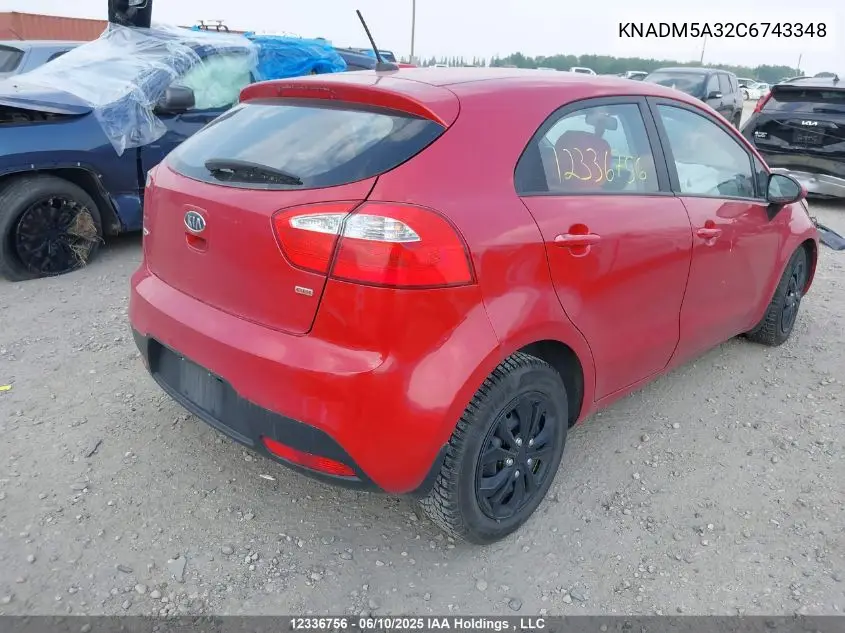 2012 Kia Rio Lx VIN: KNADM5A32C6743348 Lot: 12336756