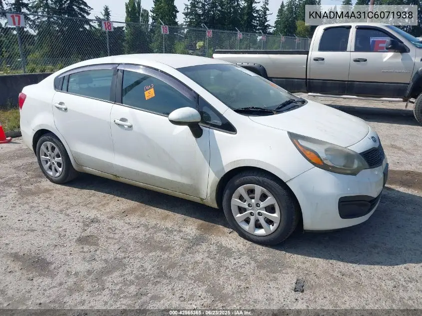 2012 Kia Rio Lx VIN: KNADM4A31C6071938 Lot: 42565365