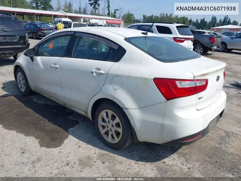 2012 Kia Rio Lx VIN: KNADM4A31C6071938 Lot: 42565365