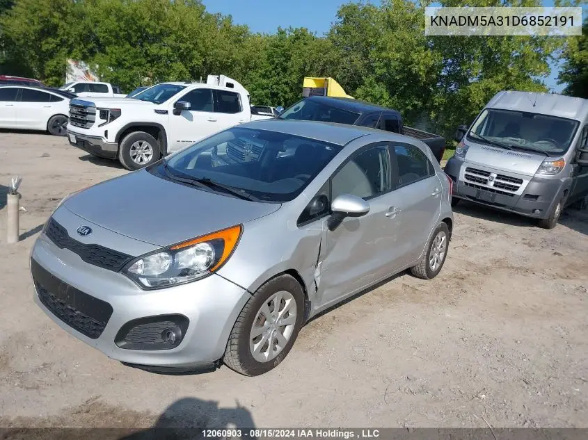 2013 Kia Rio VIN: KNADM5A31D6852191 Lot: 12060903