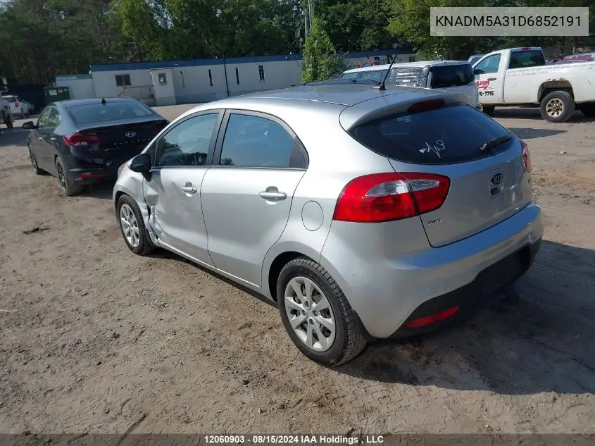 2013 Kia Rio VIN: KNADM5A31D6852191 Lot: 12060903