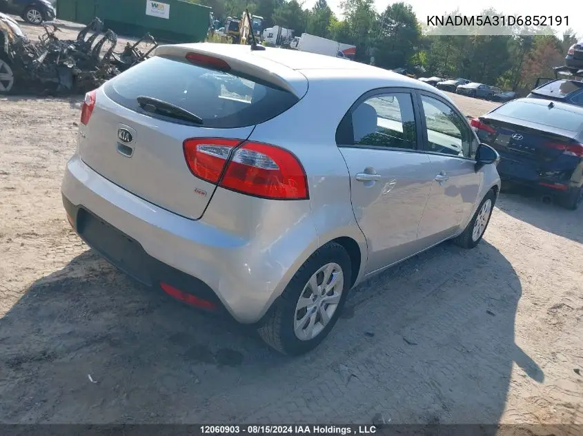 2013 Kia Rio VIN: KNADM5A31D6852191 Lot: 12060903