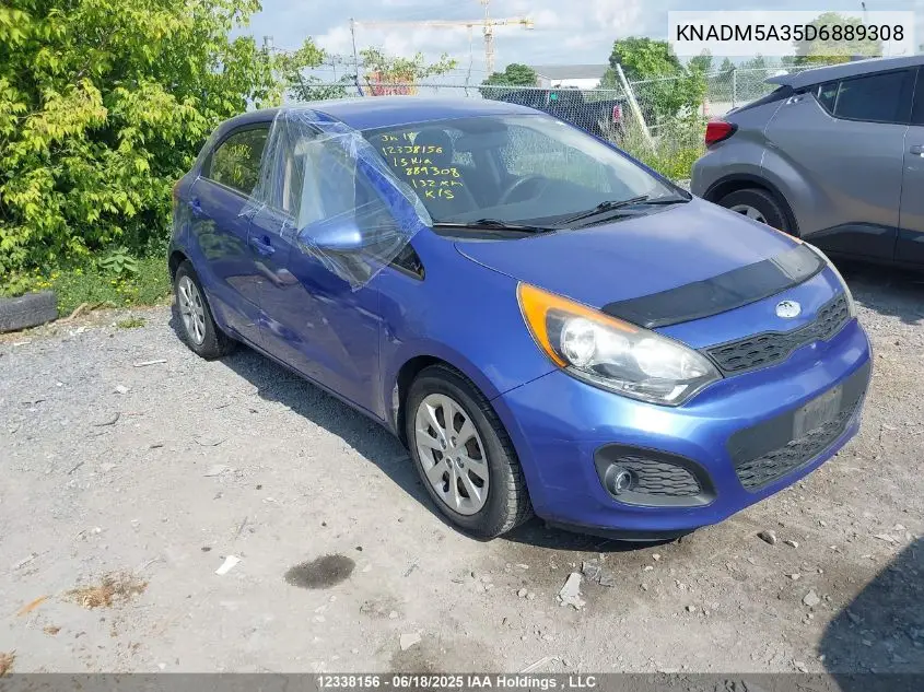 2013 Kia Rio Lx VIN: KNADM5A35D6889308 Lot: 12338156