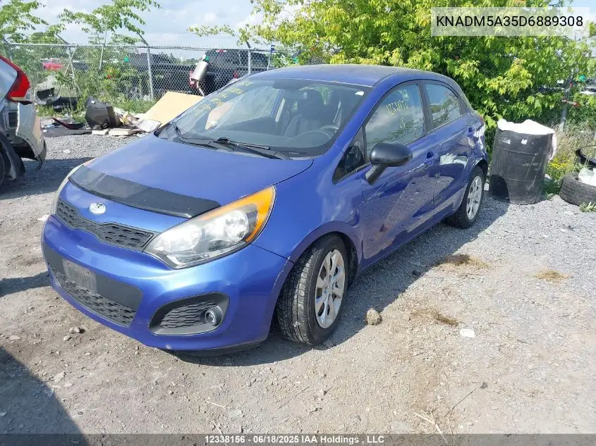 2013 Kia Rio Lx VIN: KNADM5A35D6889308 Lot: 12338156